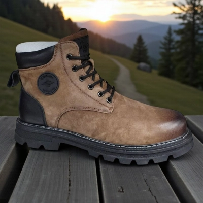 Ботинки мужские зимние UFOQQ натуральный нубук коричневые 10043 Ботинки мужские зимние UFOQQ натуральный нубук коричневые 10043