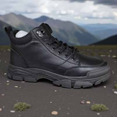 Ботинки мужские зимние UFOQQ натуральная кожа черные 10012 Ботинки мужские зимние UFOQQ натуральная кожа черные 10012