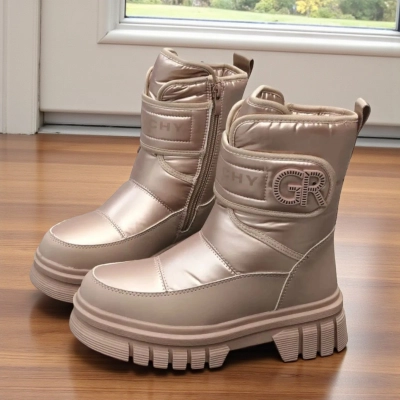 Дутики детские зимние искусственная кожа с текстилем кремовые A5013-11 Дутики детские зимние искусственная кожа с текстилем кремовые A5013-11