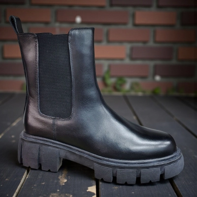 Ботинки женские челси зимние натуральная кожа черные 10244 Ботинки женские челси зимние натуральная кожа черные 10244