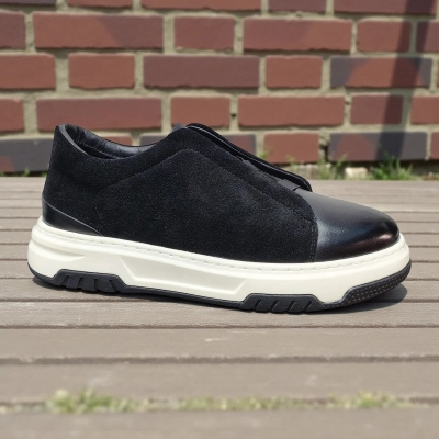 Ботинки мужские демисезон натуральная кожа с замшей черные 10340 Ботинки мужские демисезон натуральная кожа с замшей черные 10340