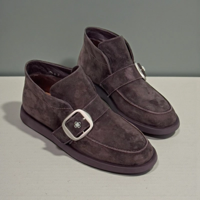 Ботинки женские демисезонные натуральная замша шоколадные X1204-8A Ботинки женские демисезонные натуральная замша шоколадные X1204-8A