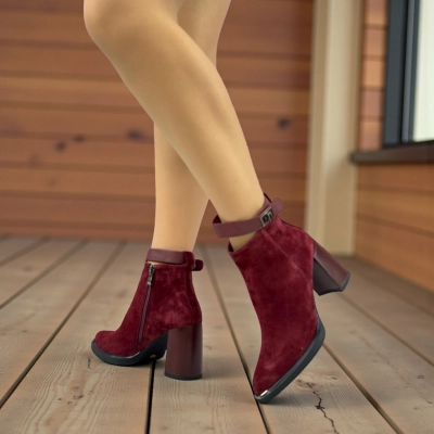 Ботильоны женские демисезонные натуральная замша бордовые 11946 Ботильоны женские демисезонные натуральная замша бордовые 11946