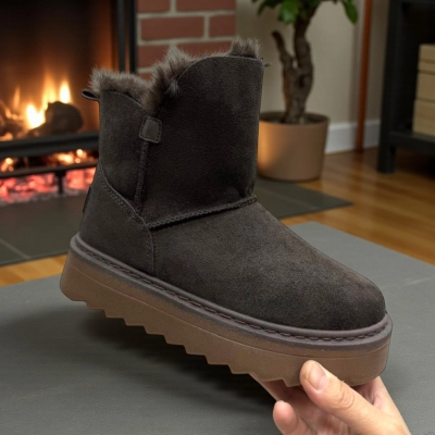 Угги женские PINDIAN на зиму искусственная замша шоколадные 10781 Угги женские PINDIAN на зиму искусственная замша шоколадные 10781