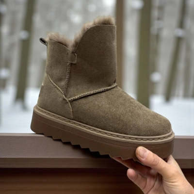 Угги женские PINDIAN на зиму искусственная замша хаки 10782 Угги женские PINDIAN на зиму искусственная замша хаки 10782