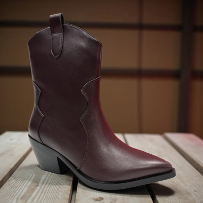 Казаки женские зимние PINDIAN прессованная кожа бордовые 10796 Казаки женские зимние PINDIAN прессованная кожа бордовые 10796