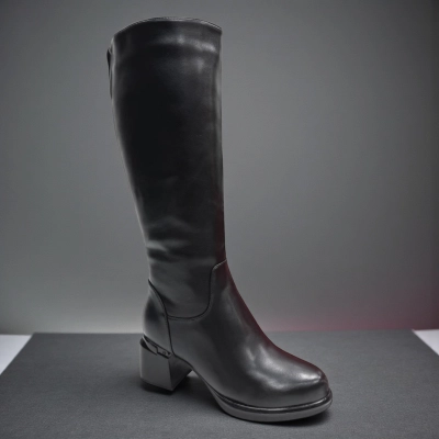 Сапоги женские зимние PINDIAN прессованная кожа черные 10806 Сапоги женские зимние PINDIAN прессованная кожа черные 10806