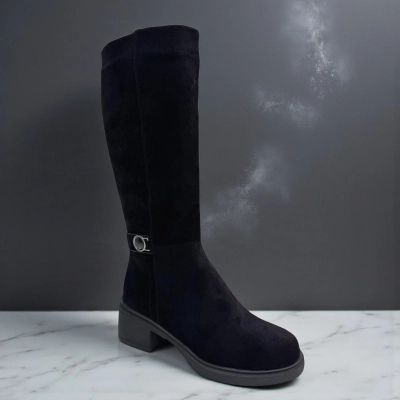 Сапоги женские зимние PINDIAN прессованная замша черные 10811 Сапоги женские зимние PINDIAN прессованная замша черные 10811