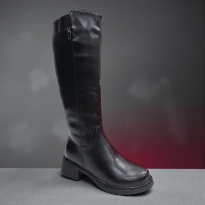 Сапоги женские зимние PINDIAN прессованная кожа черные 10813 Сапоги женские зимние PINDIAN прессованная кожа черные 10813