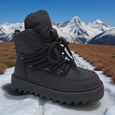 Дутики женские зимние PINDIAN пресс кожа с текстилем черные 10842 Дутики женские зимние PINDIAN пресс кожа с текстилем черные 10842