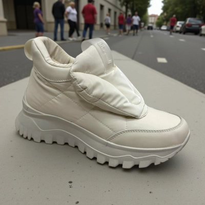 Дутики женские зимние PINDIAN пресс кожа с текстилем бежевые 10850 Дутики женские зимние PINDIAN пресс кожа с текстилем бежевые 10850