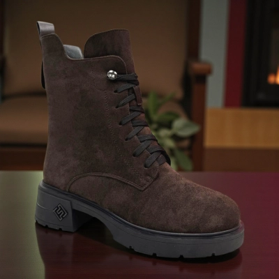 Ботинки женские зимние PINDIAN прессованная замша шоколадные 10854 Ботинки женские зимние PINDIAN прессованная замша шоколадные 10854