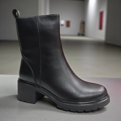 Ботинки женские зимние PINDIAN прессованная кожа черные 10855 Ботинки женские зимние PINDIAN прессованная кожа черные 10855