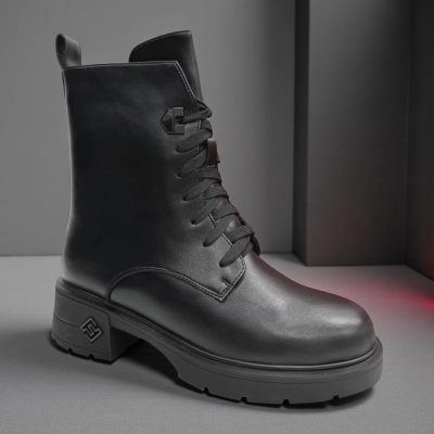 Ботинки женские зимние PINDIAN прессованная кожа черные 10868 Ботинки женские зимние PINDIAN прессованная кожа черные 10868