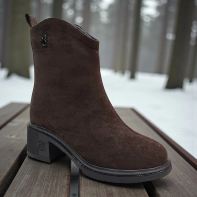Ботинки женские зимние PINDIAN прессованная замша шоколадные 10882 Ботинки женские зимние PINDIAN прессованная замша шоколадные 10882