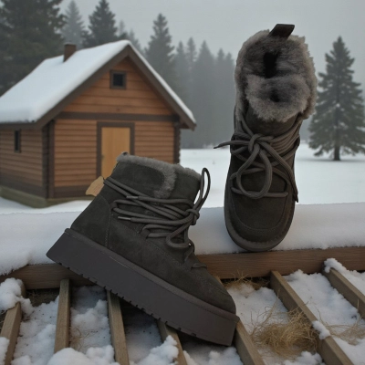 Угги женские зимние натуральная замша графитовые M6125-15P Угги женские зимние натуральная замша графитовые M6125-15P