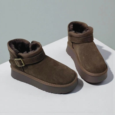 Угги женские зимние натуральная замша шоколадные M6158-8P Угги женские зимние натуральная замша шоколадные M6158-8P