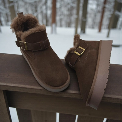 Угги женские зимние натуральная замша шоколадные M6217-8P Угги женские зимние натуральная замша шоколадные M6217-8P