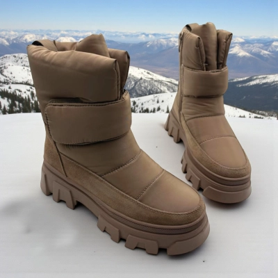 Дутики женские зимние кожа с текстилем коричневые M5116-6P Дутики женские зимние кожа с текстилем коричневые M5116-6P