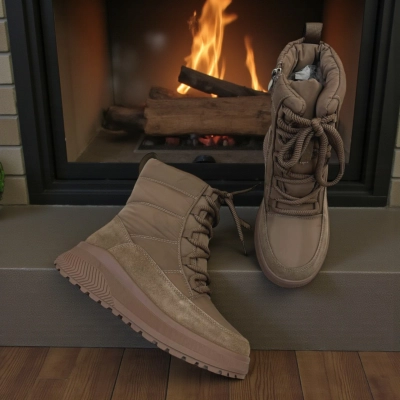 Дутики женские зимние кожа с текстилем капучино M5120-6P Дутики женские зимние кожа с текстилем капучино M5120-6P