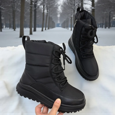 Дутики женские зимние кожа с текстилем черные M5120-1P Дутики женские зимние кожа с текстилем черные M5120-1P