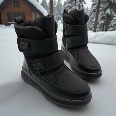 Дутики женские зимние кожа с текстилем черные M5118-1P Дутики женские зимние кожа с текстилем черные M5118-1P