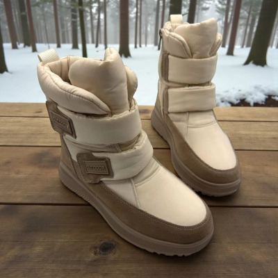 Дутики женские зимние кожа с текстилем бежевые M5118-3P Дутики женские зимние кожа с текстилем бежевые M5118-3P