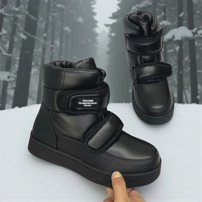 Дутики женские зимние кожа с текстилем черные M5109-1 Дутики женские зимние кожа с текстилем черные M5109-1