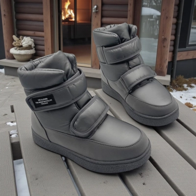 Дутики женские зимние кожа с текстилем серые M5109-12 Дутики женские зимние кожа с текстилем серые M5109-12