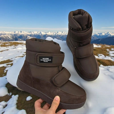 Дутики женские зимние кожа с текстилем шоколадные M5109-7P Дутики женские зимние кожа с текстилем шоколадные M5109-7P