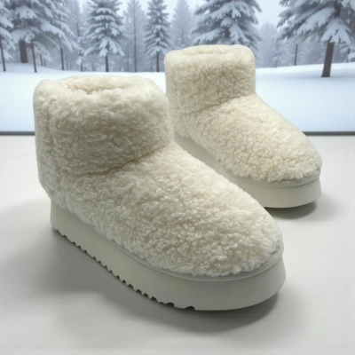 Угги женские зимние текстильные белые M6122-2 Угги женские зимние текстильные белые M6122-2