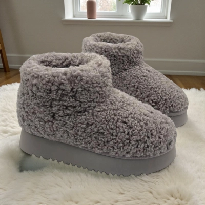 Угги женские зимние текстильные серые M6122-6 Угги женские зимние текстильные серые M6122-6