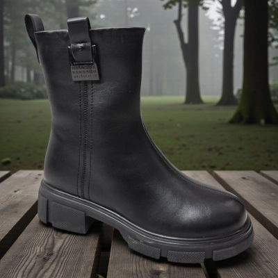 Ботинки женские зимние PINDIAN прессованная кожа черные 11055 Ботинки женские зимние PINDIAN прессованная кожа черные 11055