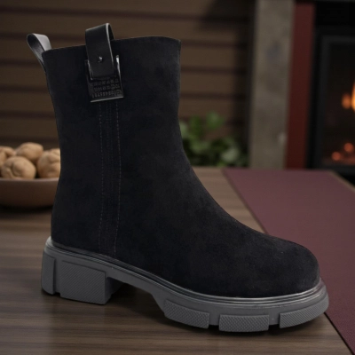 Ботинки женские зимние PINDIAN прессованная замша черные 11060 Ботинки женские зимние PINDIAN прессованная замша черные 11060