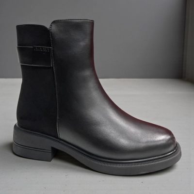 Ботинки женские зимние PINDIAN прессованная кожа с замшей черные 11063 Ботинки женские зимние PINDIAN прессованная кожа с замшей черные 11063