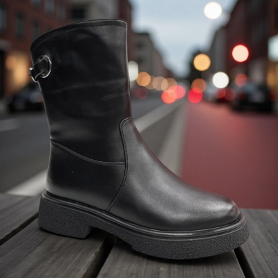 Ботинки женские зимние PINDIAN прессованная кожа черные 11064 Ботинки женские зимние PINDIAN прессованная кожа черные 11064