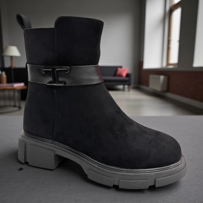 Ботинки женские зимние PINDIAN прессованная замша черные 11067 Ботинки женские зимние PINDIAN прессованная замша черные 11067