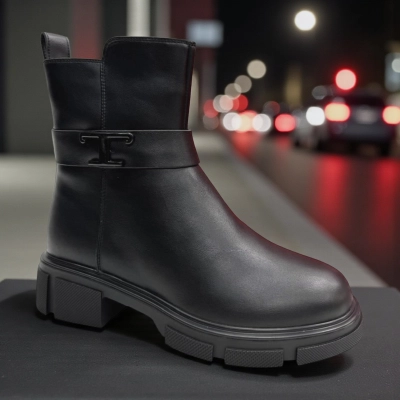 Ботинки женские зимние PINDIAN прессованная кожа черные 11068 Ботинки женские зимние PINDIAN прессованная кожа черные 11068