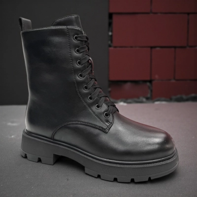 Ботинки женские зимние PINDIAN прессованная кожа черные 11072 Ботинки женские зимние PINDIAN прессованная кожа черные 11072