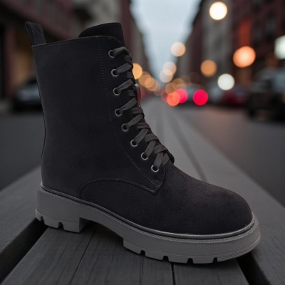 Ботинки женские зимние PINDIAN прессованная замша черные 11073 Ботинки женские зимние PINDIAN прессованная замша черные 11073