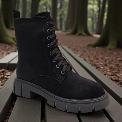 Ботинки женские зимние PINDIAN прессованная замша черные 11076 Ботинки женские зимние PINDIAN прессованная замша черные 11076