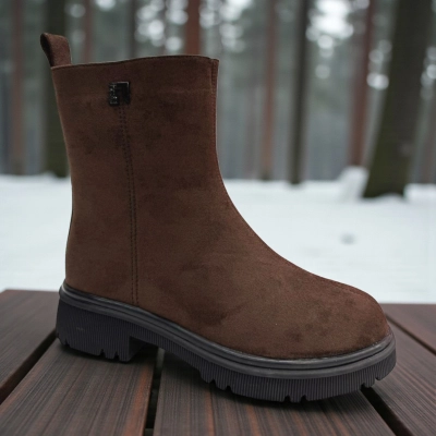 Ботинки женские зимние PINDIAN прессованная замша коричневые 11083 Ботинки женские зимние PINDIAN прессованная замша коричневые 11083