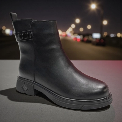 Ботинки женские зимние PINDIAN прессованная кожа черные 11085 Ботинки женские зимние PINDIAN прессованная кожа черные 11085