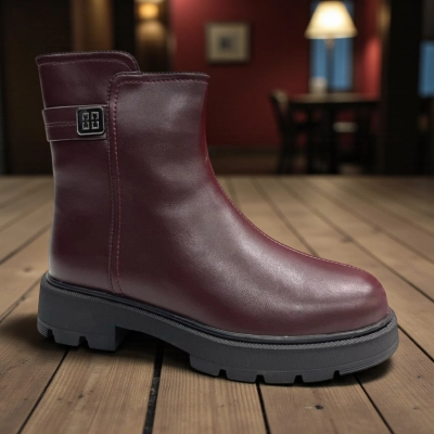 Ботинки женские зимние PINDIAN прессованная кожа бордовые 11097 Ботинки женские зимние PINDIAN прессованная кожа бордовые 11097