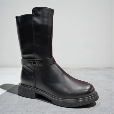 Ботинки женские зимние баталы PINDIAN прессованная кожа черные 11110 Ботинки женские зимние баталы PINDIAN прессованная кожа черные 11110