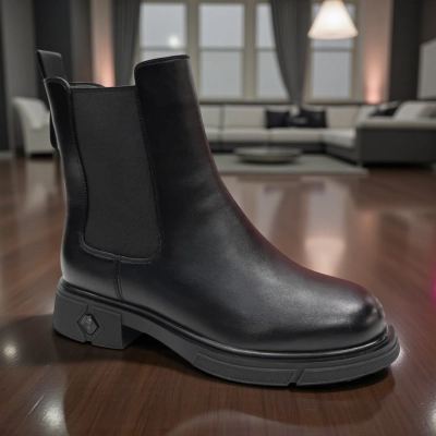 Ботинки женские челси зимние баталы PINDIAN прессованная кожа черные 11112 Ботинки женские челси зимние баталы PINDIAN прессованная кожа черные 11112