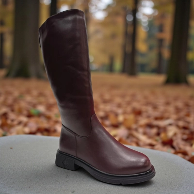 Сапоги женские зимние баталы PINDIAN прессованная кожа бордовые 11114 Сапоги женские зимние баталы PINDIAN прессованная кожа бордовые 11114