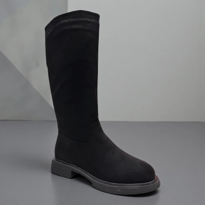 Сапоги женские зимние баталы PINDIAN прессованная замша черные 11118 Сапоги женские зимние баталы PINDIAN прессованная замша черные 11118