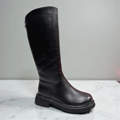 Сапоги женские зимние баталы PINDIAN прессованная кожа черные 11121 Сапоги женские зимние баталы PINDIAN прессованная кожа черные 11121