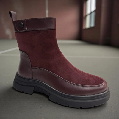 Ботинки женские зимние PINDIAN прессованная кожа и замша бордовые 11128 Ботинки женские зимние PINDIAN прессованная кожа и замша бордовые 11128